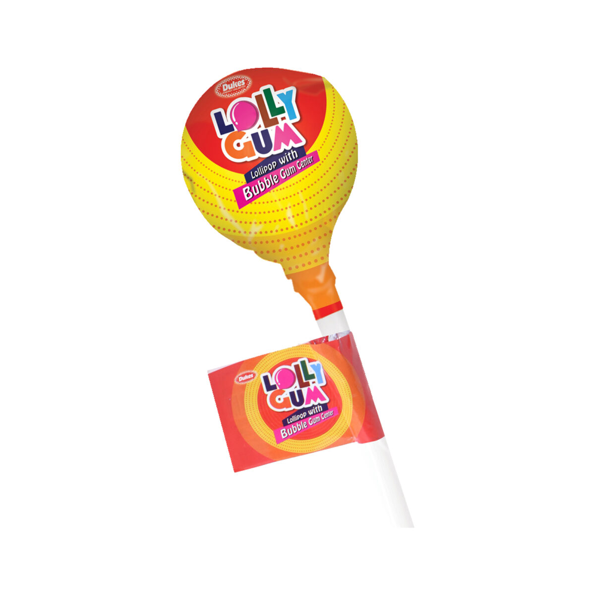 Dukes Lolly Gum – Lollipop with Bubble Gum Center - Image 2